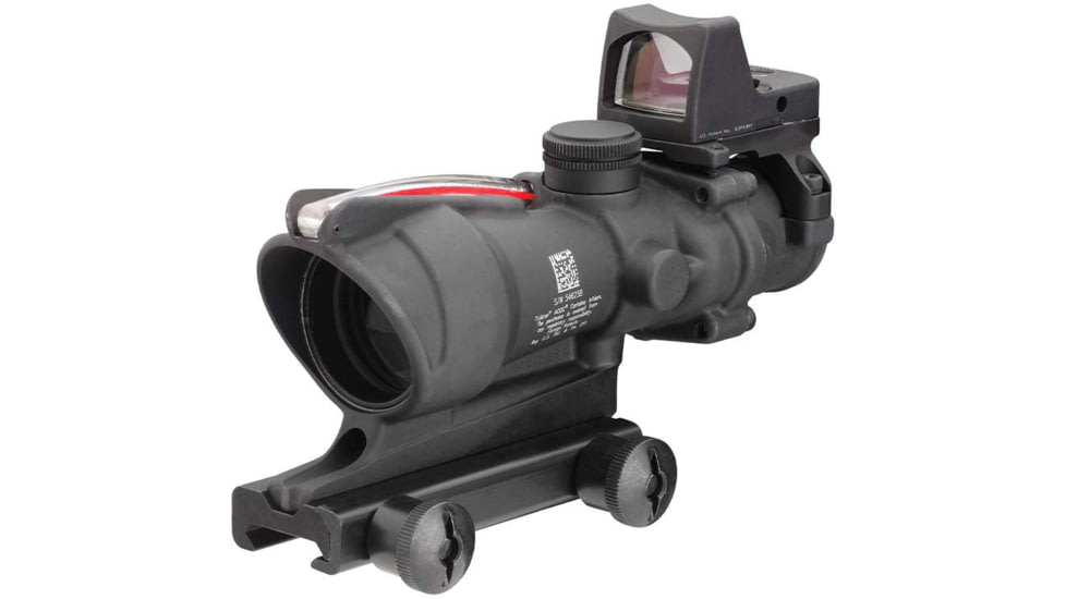Trijicon 4x32 ACOG Rifle Scope, Dual Illuminated Red Crosshair .223 Reticle w/ Colt Knob Thumbscrew Mount &amp; LED 3.25 MOA Red Dot RMR Type 2, Black, 100550