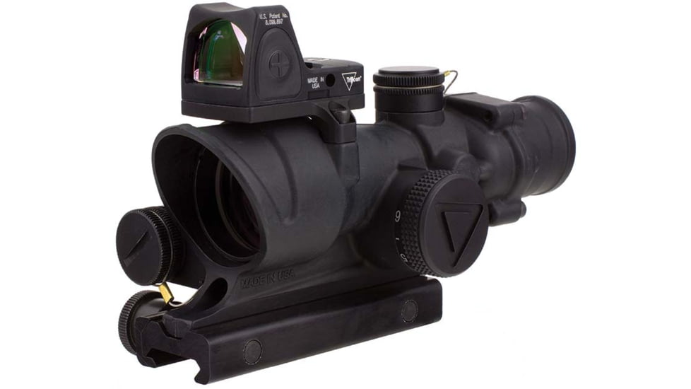 Trijicon 4x32 ACOG Rifle Scope, LED Red Crosshair .223 Reticle w/ Colt Knob Thumbscrew Mount &amp; Adjustable LED 3.25 MOA Red Dot RMR Type 2, Black, 100564