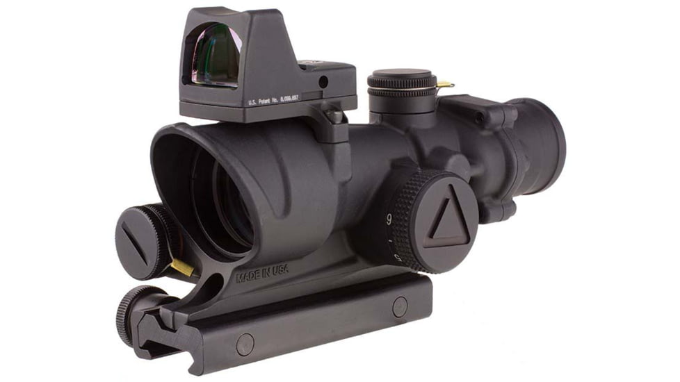 Trijicon 4x32 ACOG Rifle Scope, LED Red Crosshair .223 Reticle w/ Colt Knob Thumbscrew Mount &amp; LED 3.25 MOA Red Dot RMR Type 2, Black, 100558