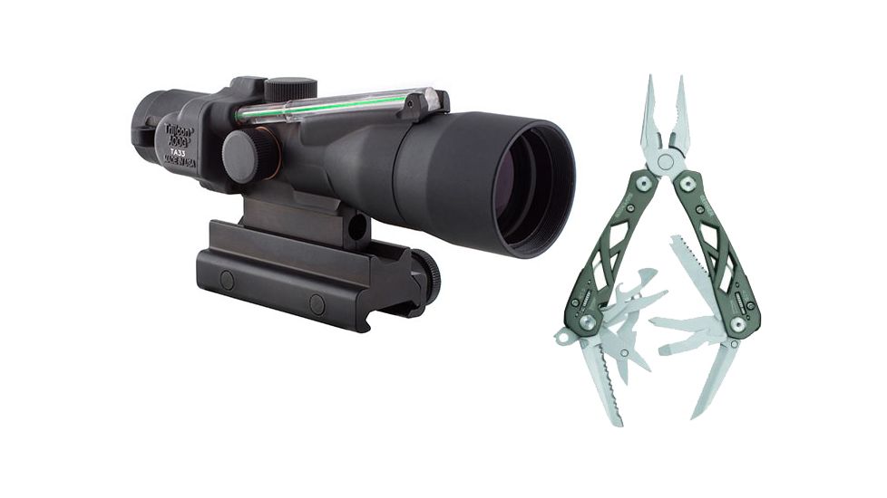 Trijicon ACOG 3x30 Dual Illum. Green Crosshair 300BLK Ball. Reticle w/TA60 TA33-C-400064 w/ Gerber Suspension Multi-Plier w/ Open Frame Design 1473