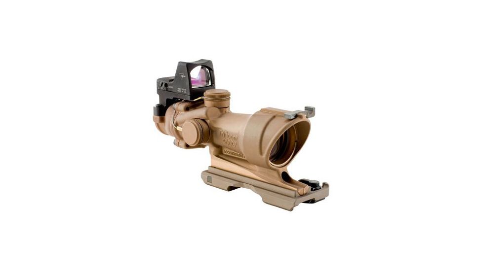 Trijicon ACOG 4x32 ECOS Dark Earth Brown Amber Center Illumination Rifle Scope and 4.0 MOA RMR Sight