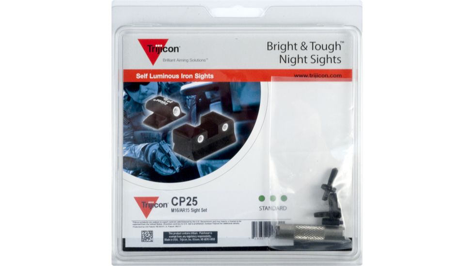 Trijicon Bright &amp; Tough 3 Dot Night Sights, Green Front &amp; Rear - Colt M16/AR15 - CP25