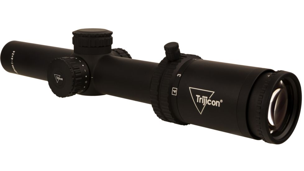 Trijicon Credo CR424 1-4x24mm Rifle Scope, 30 mm Tube, Second Focal Plane, Black, Green MRAD Ranging Reticle, Mil Rad Adjustment, 2900012