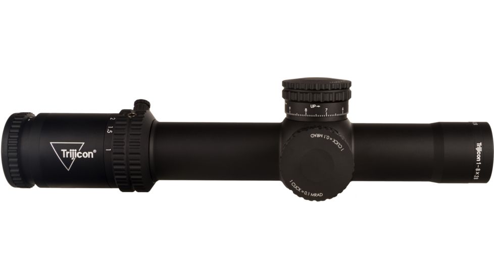 Trijicon Credo CR828 1-8x28mm Rifle Scope, 34 mm Tube, First Focal Plane, Black, Green/Red MRAD Segmented Circle Reticle, Mil Rad Adjustment, 2900032