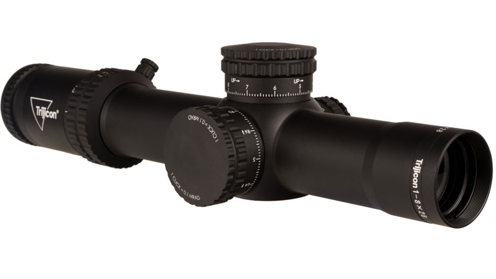 Trijicon Credo CR828 1-8x28mm Rifle Scope, 34 mm Tube, First Focal Plane, Black, Green/Red MRAD Segmented Circle Reticle, Mil Rad Adjustment, 2900032