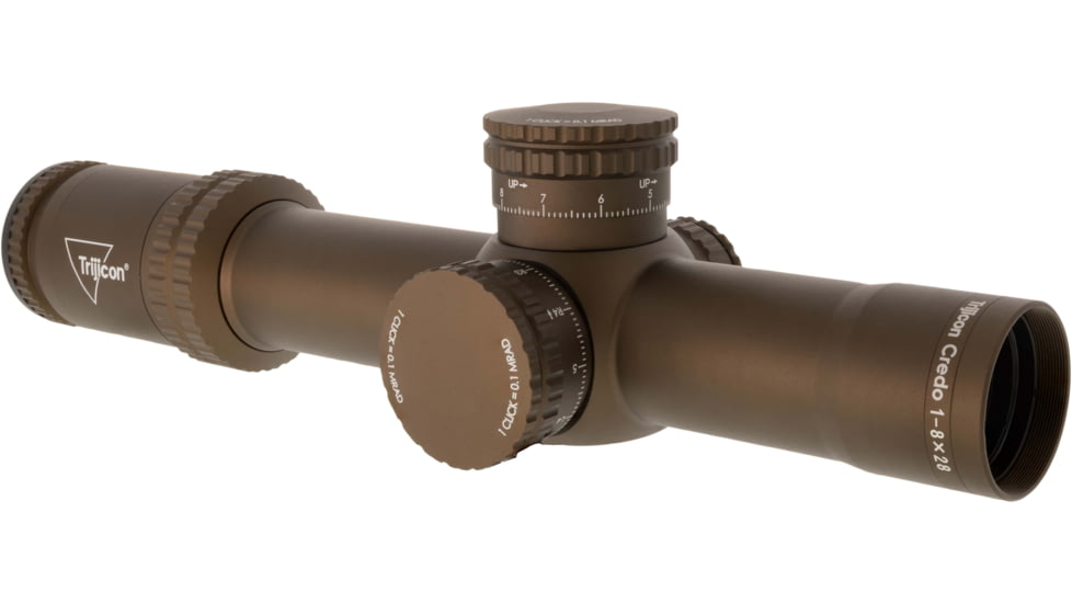 Trijicon Credo 1-8x28mm LPVO 34mm Tube Rifle Scope, First Focal Plane, Red/Green MRAD Segmented Circle Reticle, Coyote Brown Anodized, CR828-C-2900056