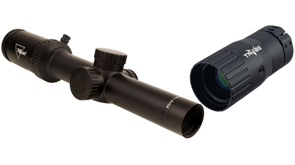 Trijicon Credo HX CRHX424 1-4x24mm Rifle Scope, 30 mm Tube, Second Focal Plane, Black, Red MOA Precision Hunter Reticle, MOA Adjustment, w/ TRYBE Optics Enhancer, CRHX424-C-2900007-KIT1