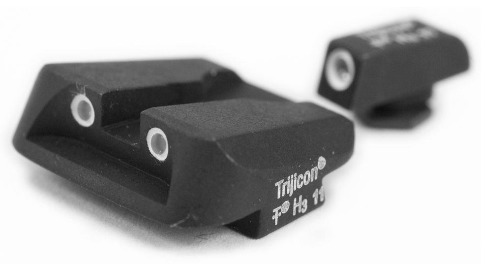 Trijicon Bright &amp; Tough 3 Dot Night Sight Set, Green Front &amp; Yellow Novak Rear - For Glock Pistol - GL11Y