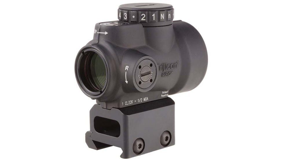 Trijicon MRO 1x25mm Adjustable Red Dot Sight, 2MOA Dot Reticle, Angled Glass, Black w/MRO Full Co-Witness Mount, MRO-C-2200005