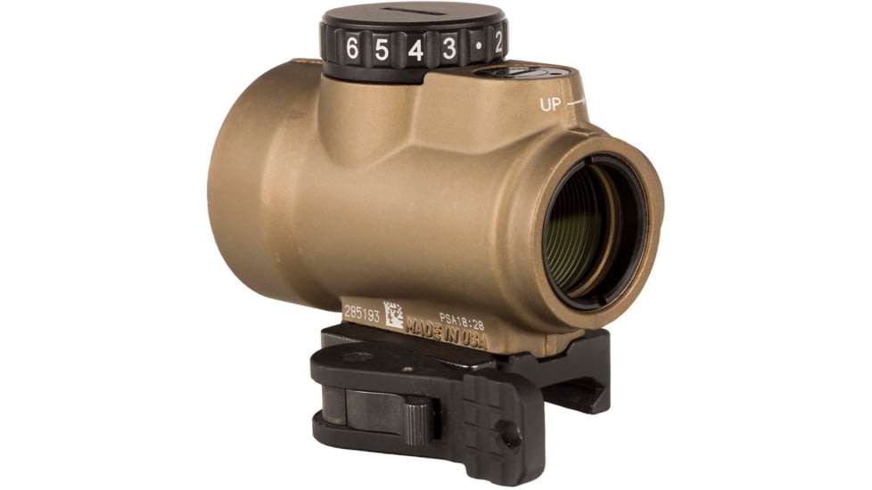Trijicon OPMOD MRO 1x25mm Red Dot Sight, 2 MOA Green Dot Reticle, w/Low Levered Quick Release Mount AC32082, Angled Glass, Coyote Brown, 2200098