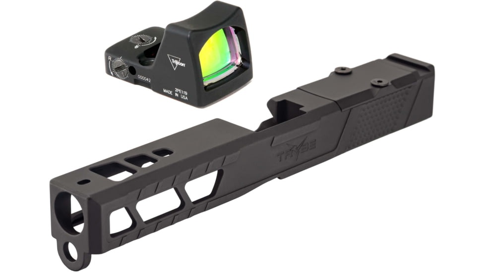 Trijicon RM01 RMR Type 2 LED 3.25 MOA Red Dot Sight, Black and TRYBE Defense Pistol Slide, Glock 17, Gen 3, RMR Cut, Version 2, Black Cerakote