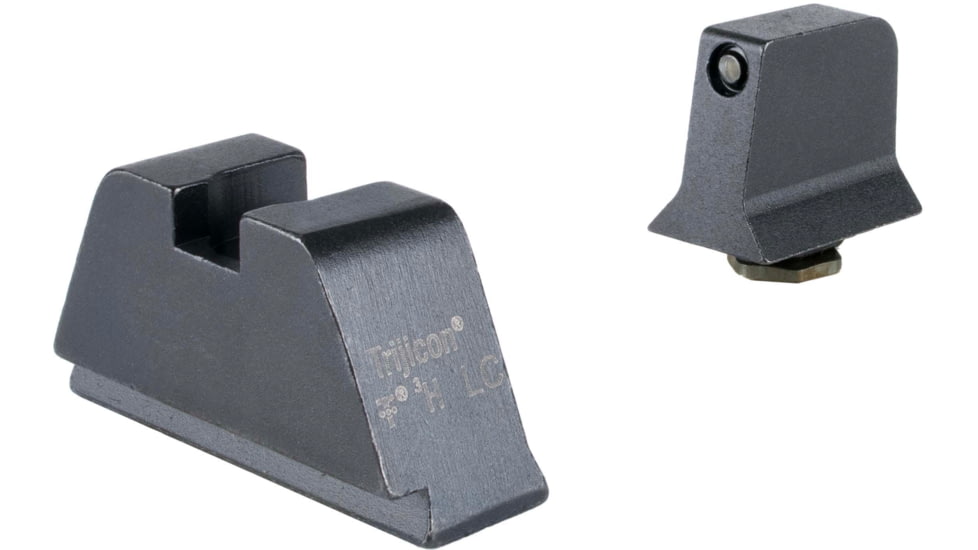 Trijicon Suppressor/Optic Height Sight Set, Black Front/Metal Rear &amp; Green Lamp, Glock 17, 17L, 19, 22 - 28, 31 - 35, 37 - 39, 45, Black, 601137
