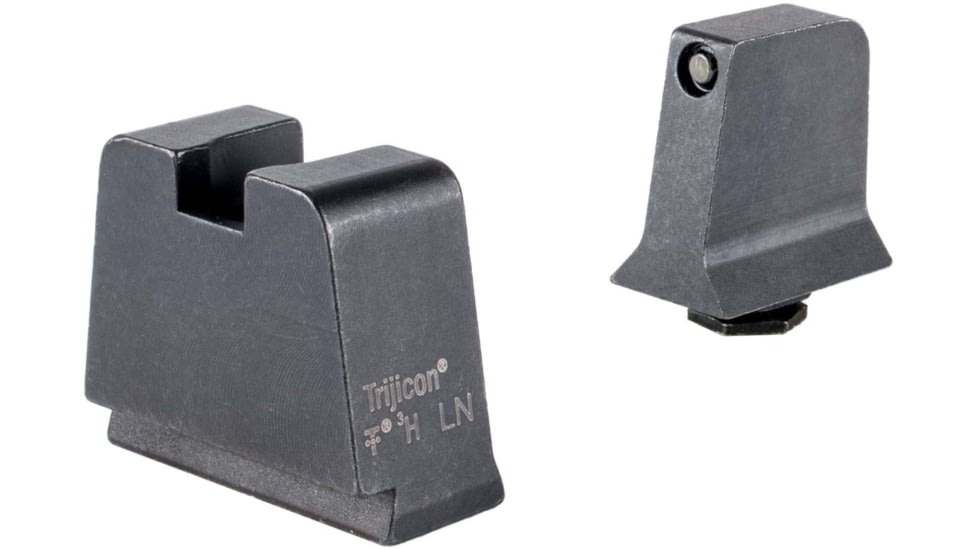 Trijicon Suppressor/Optic Height Sight Set, Black Front/Metal Rear &amp; Green Front Lamp, Glock  42, 43, 43x, 43e, 48, Black, 601145