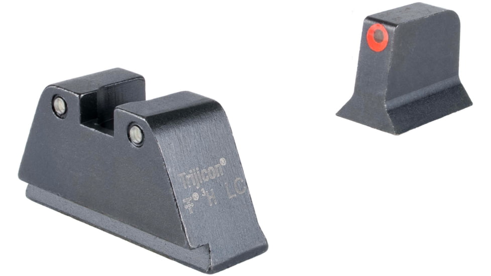 Trijicon Suppressor/Optic Height Sight Set, Orange Front/Black Rear &amp; Green Lamp, Glock 17, 17L, 19, 22 - 28, 31 - 35, 37 - 39, 45, Black, 601134