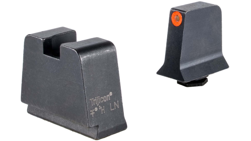 Trijicon Suppressor/Optic Height Sight Set, Orange Front/Metal Rear &amp; Green Front Lamp, Glock  42, 43, 43x, 43e, 48, Black, 601146
