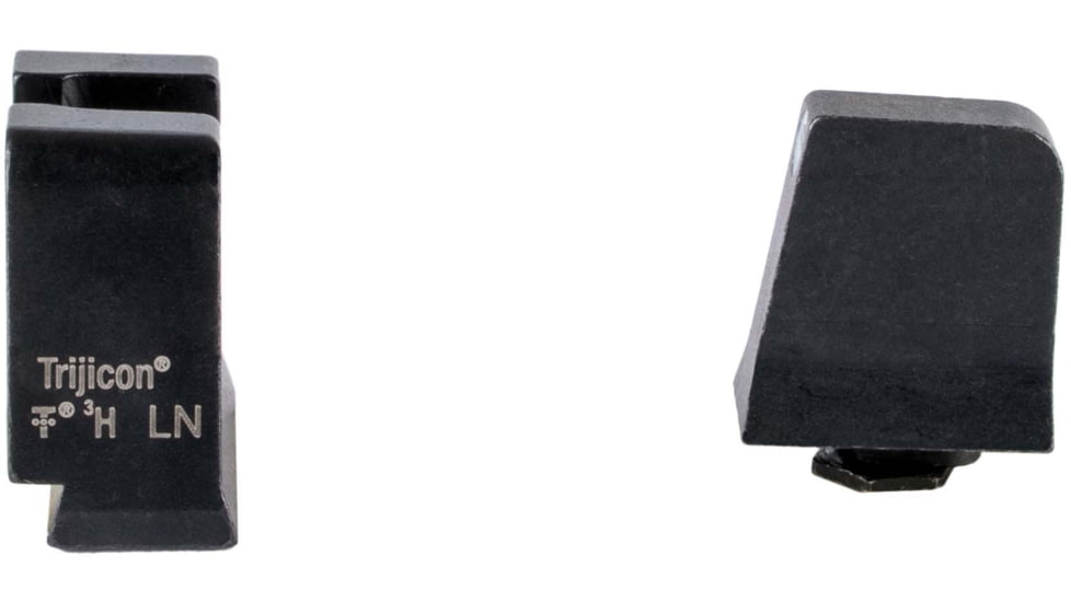 Trijicon Suppressor/Optic Height Sight Set, White Front/Metal Rear &amp; Green Front Lamp, Glock  42, 43, 43x, 43e, 48, Black, 601144