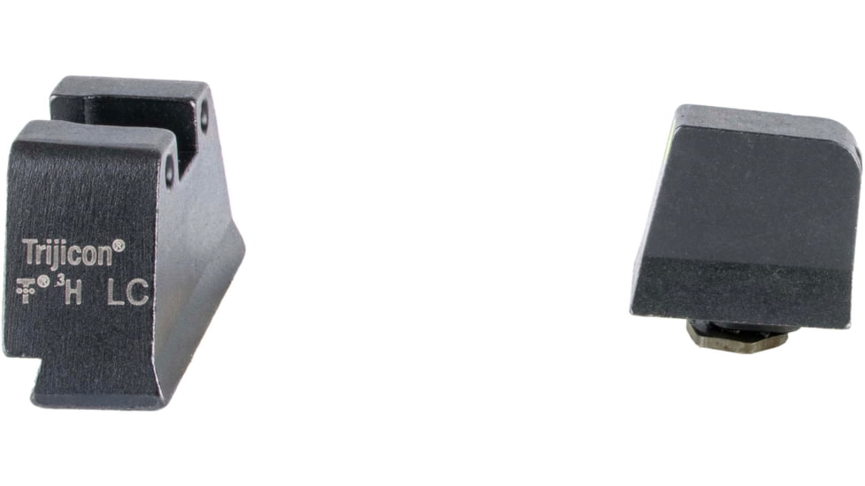 Trijicon Suppressor/Optic Height Sight Set, Yellow Front/Black Rear &amp; Green Lamp, Glock 17, 17L, 19, 22 - 28, 31 - 35, 37 - 39, 45, Black, 601135