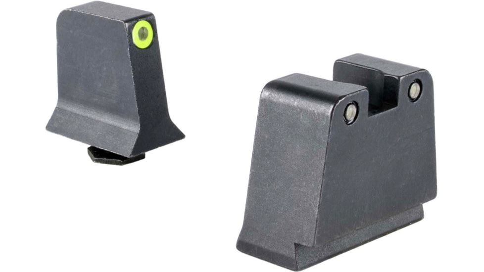 Trijicon Suppressor/Optic Height Sight Set, Yellow Front/Black Rear &amp; Green Lamp, Glock  42, 43, 43x, 43e, 51, Black, 601143