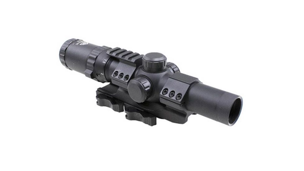 Trinity Force 1-4x24mm Assault Waterproof Rifle Scope w/Quick Release Monolithic Mount,Small Cross Etched Glass,Black SR10S1424B
