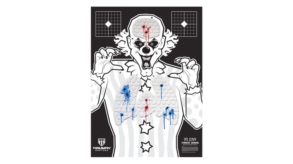 Triumph Systems Threat Down Evil Clown Silhouette Shooting Target, Black/White, 22x 30in 0315-13-004