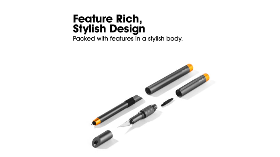 TRUE Keychain Pen/Knife Combo Tin, Black, TRU-PEN-0002
