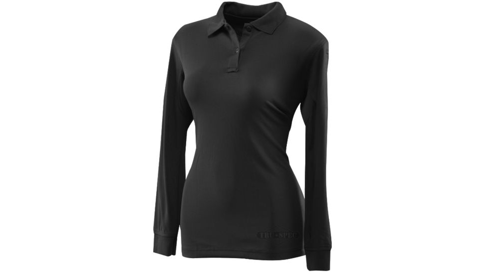 Tru-Spec Polo Shirt, 24-7 Ladies Performance Black Long Sleeve, 4Xl 4420009