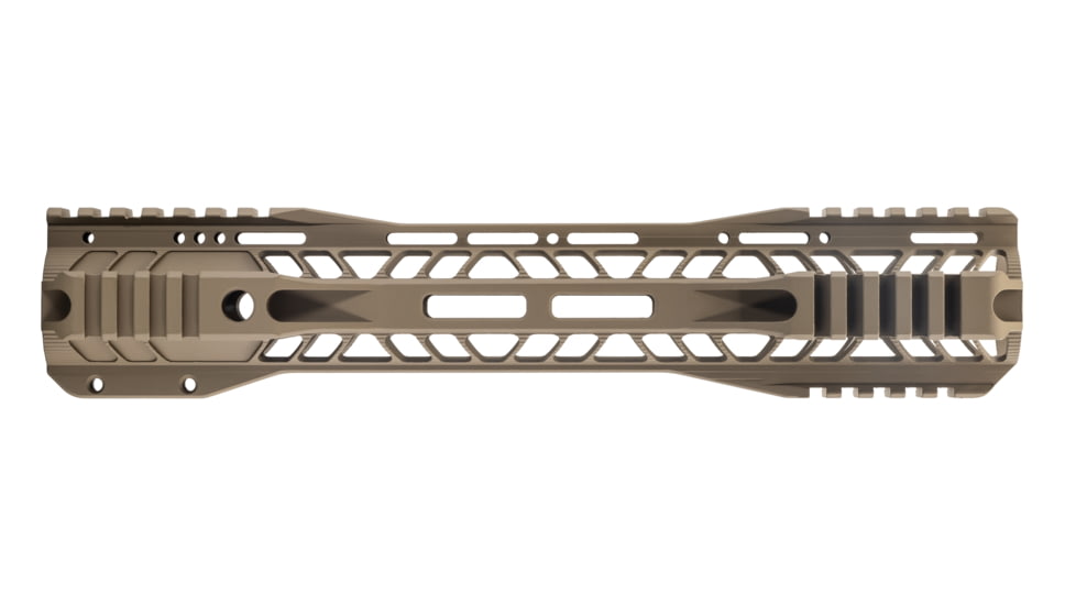 TRYBE Defense AR-15 M-LOK Extra Lightweight Quad Handguard w/ Cut Rail, 12in, Flat Dark Earth, HDG12QCR-FDE