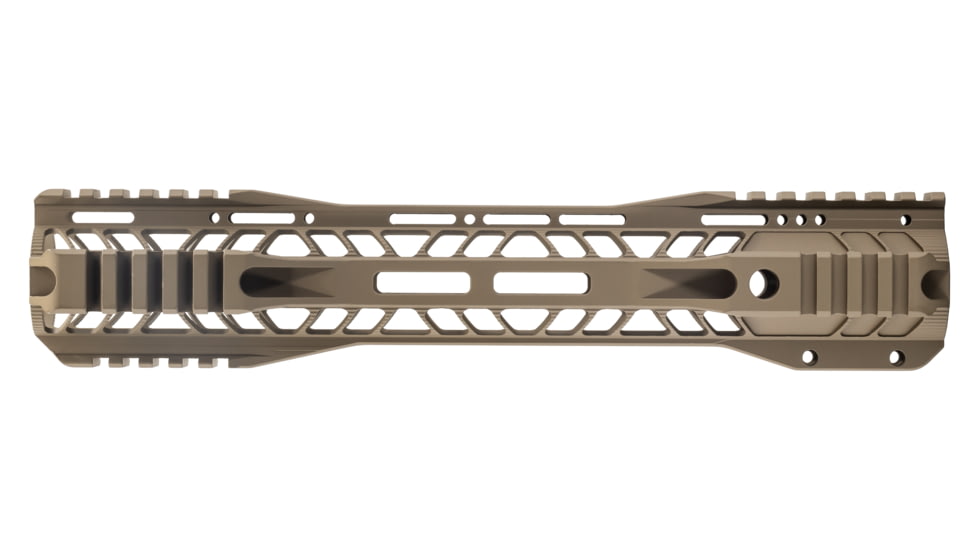 TRYBE Defense AR-15 M-LOK Extra Lightweight Quad Handguard w/ Cut Rail, 12in, Flat Dark Earth, HDG12QCR-FDE