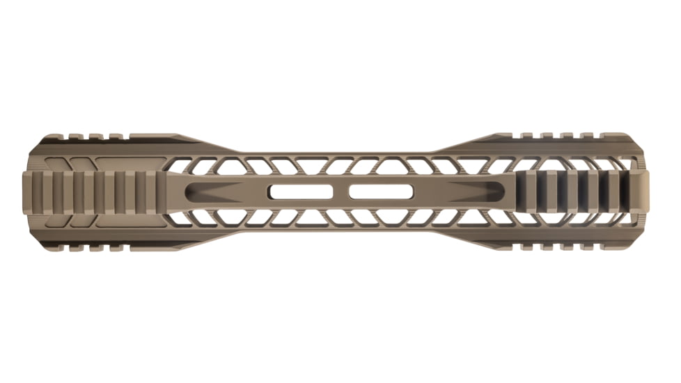 TRYBE Defense AR-15 M-LOK Extra Lightweight Quad Handguard w/ Cut Rail, 12in, Flat Dark Earth, HDG12QCR-FDE