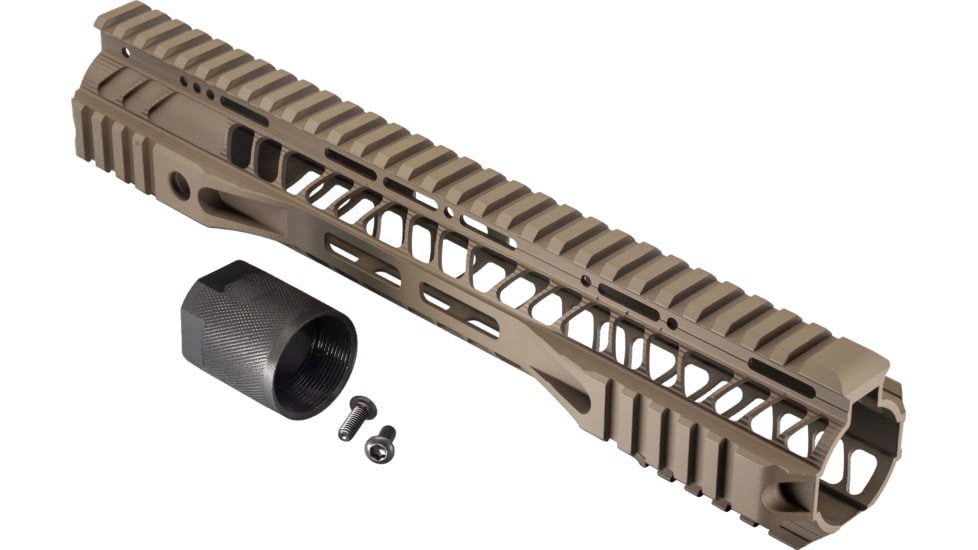 TRYBE Defense AR-15 M-LOK Lightweight Quad Handguard w/ Full Rail, 12in, Flat Dark Earth, HDG12QFR-FDE