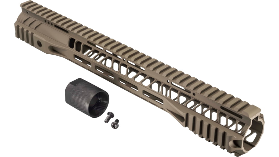TRYBE Defense AR-15 M-LOK Lightweight Quad Handguard w/ Full Rail, 15in, Flat Dark Earth, HDG15QFR-FDE