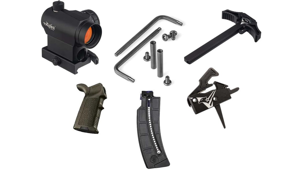 TRYBE Optics 1x 3 MOA Micro Red Dot Sight, Magpul MIAD Gen 1.1 AR Gun Grip, Smith &amp; Wesson Magazine M&amp;P 15-22 22LR 10-Round Magazine