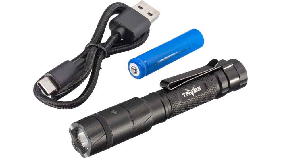 TRYBE Optics Micro Lithium Ion 350 Lumen Rechargeable Handheld Flashlight, Black, MICRO1K-BK