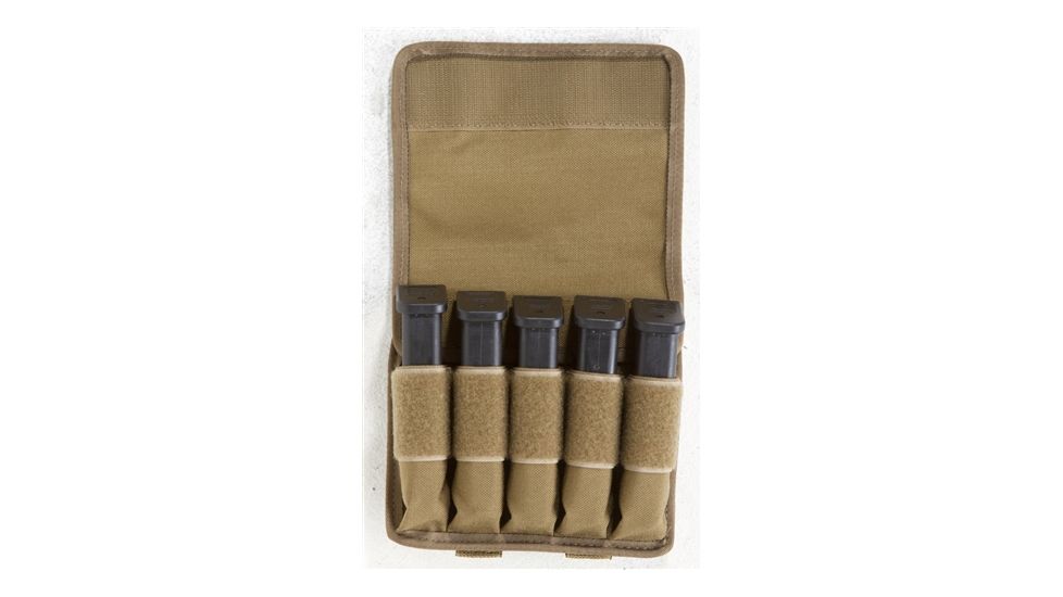 TUFF Products Original 5 In-Line Mag Pouch w/ Belt and Removable Flap, 1000D Coyote Brown, Single Stacks, 1911, 220 7065-CBV-1