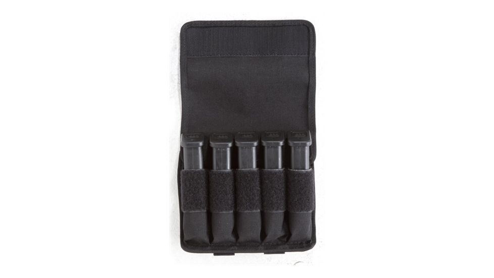 TUFF Products Original 5 In-Line Mag Pouch w/ Belt and Removable Flap, 1000D Black Nylon, Single Stacks, 1911, 220 7065-NYV-1