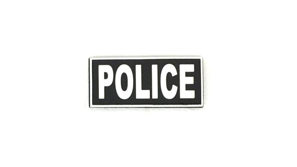 TUFF Products PolicePVC Patch - Velcro Sewn, Black w/White Letters, 4.5x2 P-Police-4.5x2 BKWT