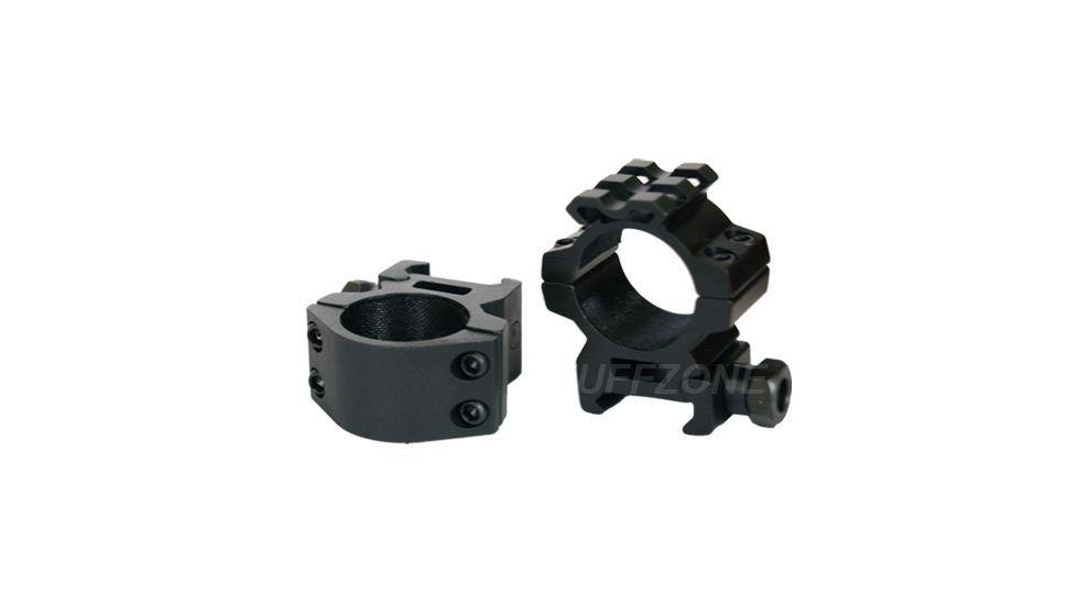 Tuff Zone Low Profile Weaver Ring w/ Rail on Top 1in, Set Of Two, TZ-RWLT2