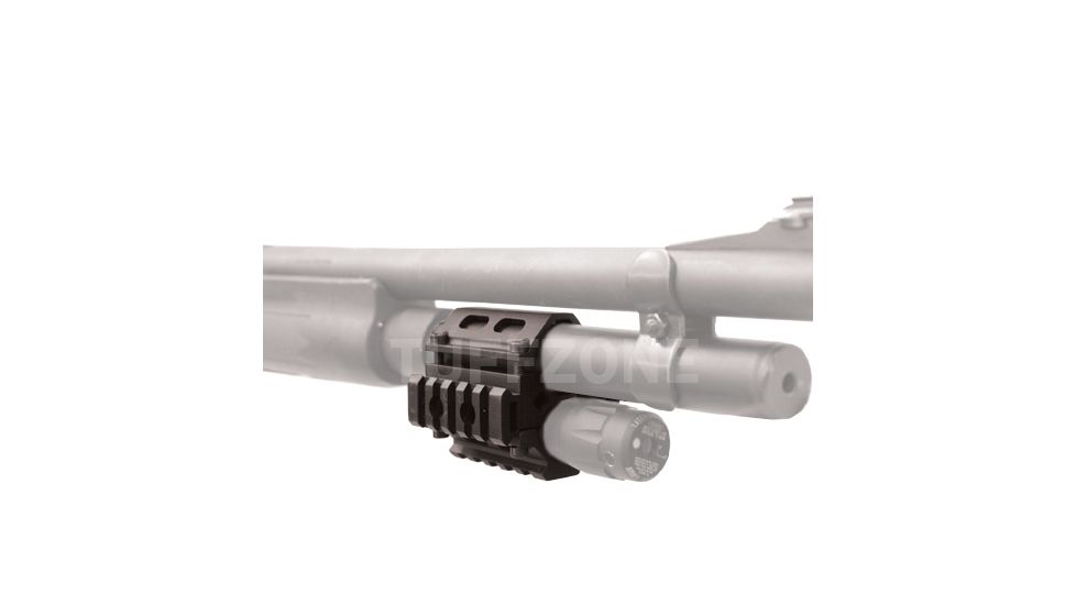 Tuff Zone Shotgun Tri-Rail Barrel Mount, 3 Slots Each Rail, Fits Up to 26mm, TZ-M35B3