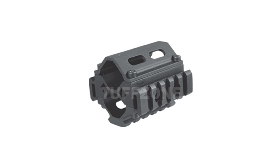 Tuff Zone Shotgun Tri-Rail Barrel Mount, 5 Slots Each Rail, Fits Up to 26mm, TZ-M35B5