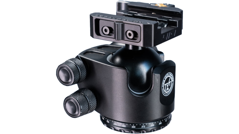 Two Vets Tripods Inc 44MM Dual Tension Ballhead w/Arcalock Dual Clamp, Arca Swiss and Picatinny