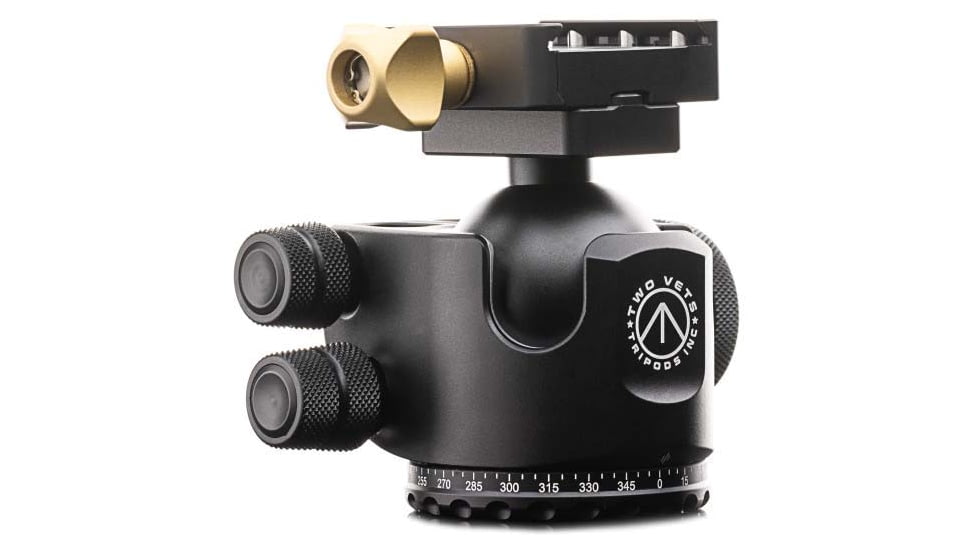 Two Vets Tripods Inc 44MM Dual Tension Ballhead W/ Area 419 ARCALOCK CLAMP, Black/Gold, 3in, 44MM419