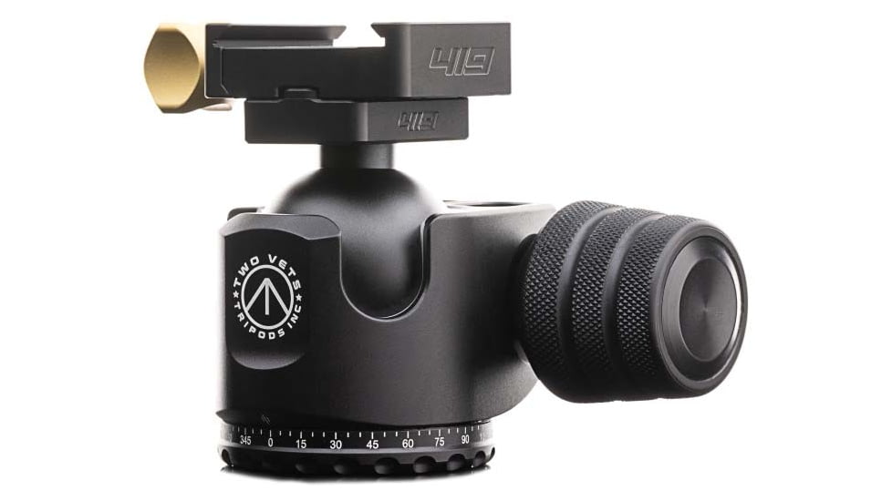 Two Vets Tripods Inc 44MM Dual Tension Ballhead W/ Area 419 ARCALOCK CLAMP, Black/Gold, 3in, 44MM419