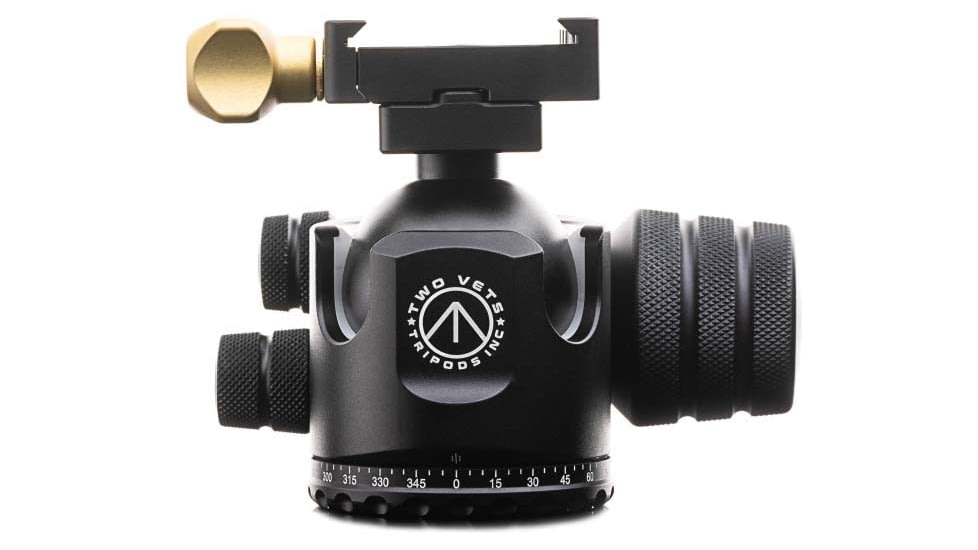 Two Vets Tripods Inc 44MM Dual Tension Ballhead W/ Area 419 ARCALOCK CLAMP, Black/Gold, 3in, 44MM419