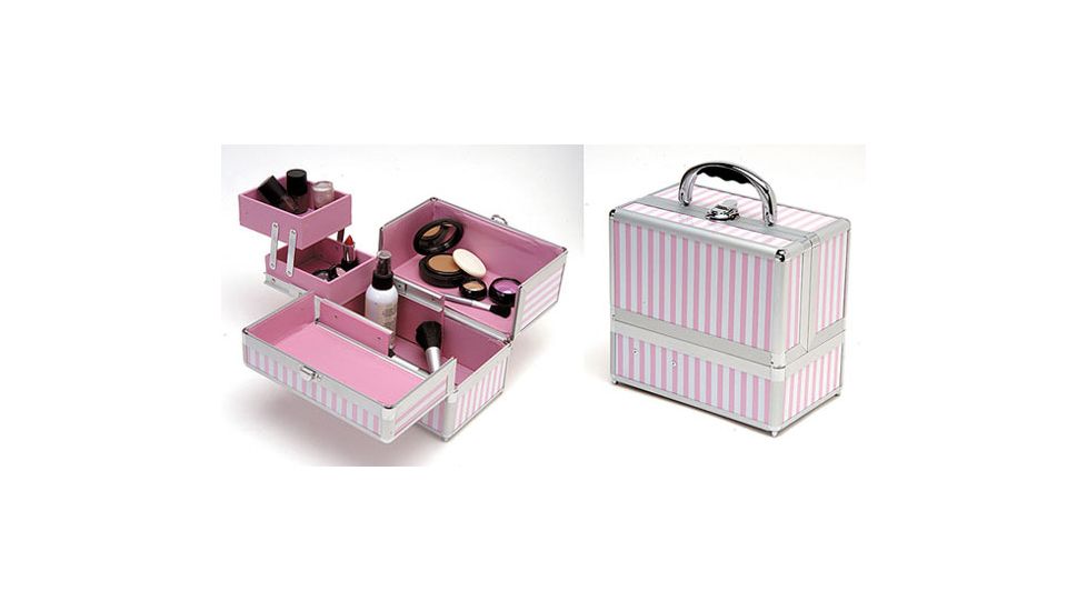 TZ Case Pink Beauty Collection AB63 Small Make-Up Kit Beauty Case - Pink Stripe AB-63-PS