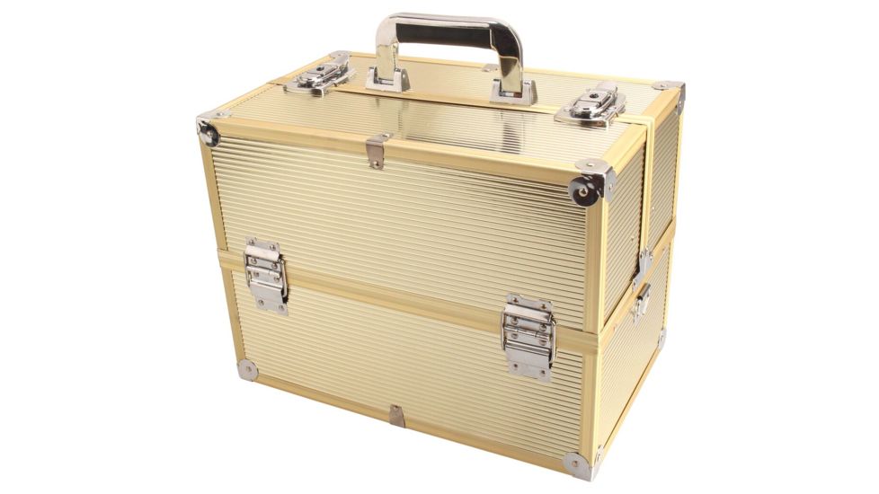 TZ Case Aluminum-Framed Makeup Case, Gold, 14.25 x 9 x 9.25in, AB-16 GGS