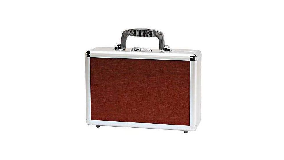T Z Case Optima Classic Wide Aluminum 15'' Pistol Case - Brown Leatherette Pattern TOP0015BRN