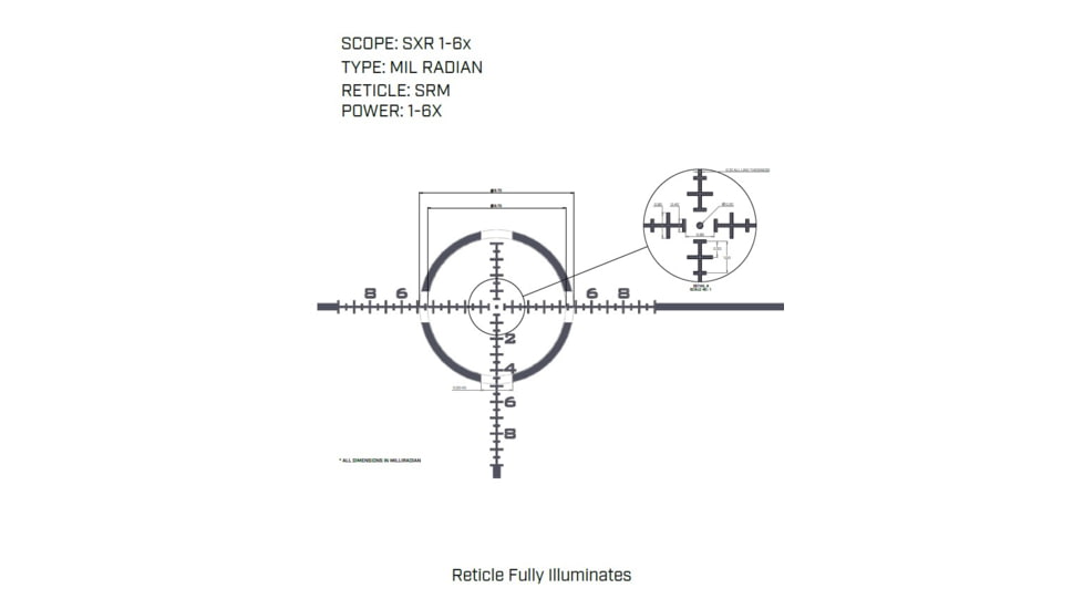 U.S. Optics SXR 1-6x28mm LPVO 34 mm Tube Rifle Scope, First Focal Plane, SRM Reticle, Matte Black, SXR 1-6 SRM