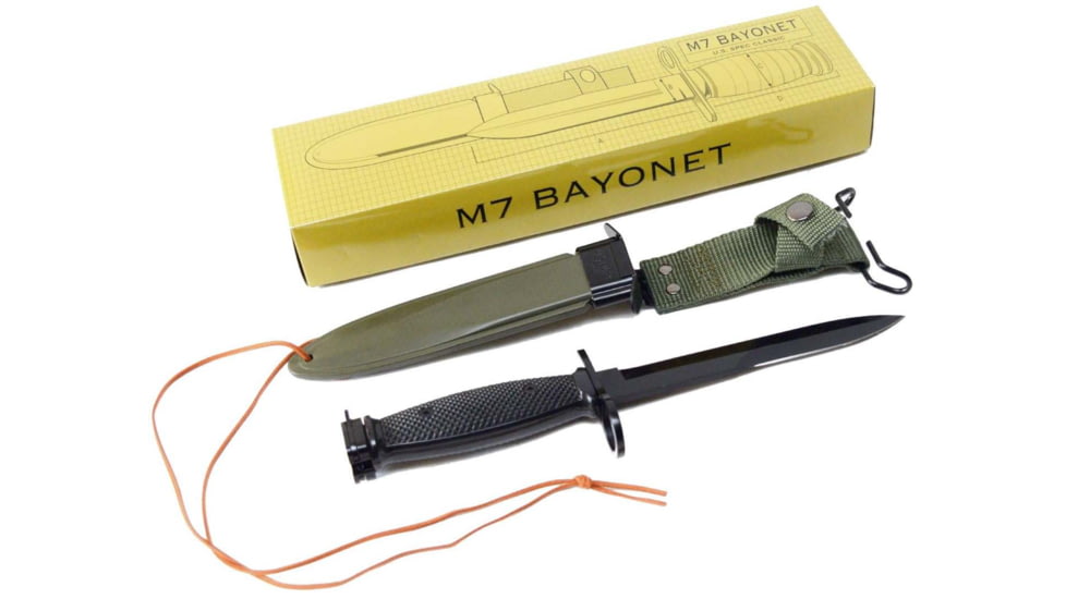 U.S. Spec Reproduction M7 Bayonet Knife wM8A1 Scabbard, Black Bayonet/OD Scabbard, 11.75in, RM7M8A1