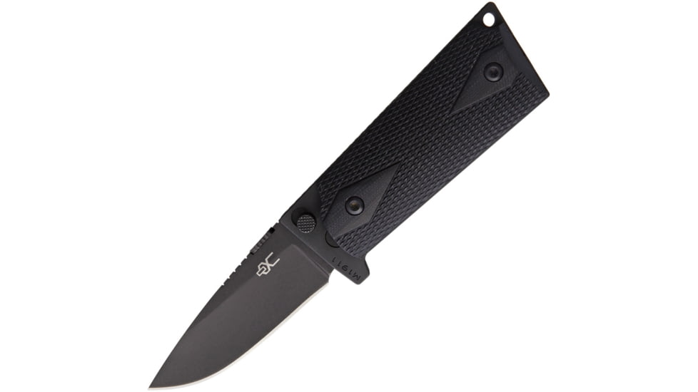 Ultimate Equipment M1911 Compact Hammerhead Folding Knife, 4.25in Closed, 3in Black Titanium Coated 440C SS Drop Point, Black Checkered G10 Handle, CKGB-440C