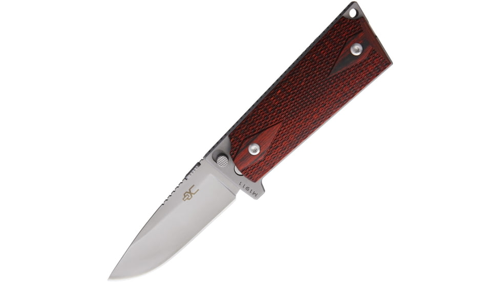 Ultimate Equipment M1911 Hammerhead Lock Folding Knife, 4.75in Closed, 3.5in Bead Blast Finish 440C SS Drop Point, Checkered Rosewood Handle, SLR-440C